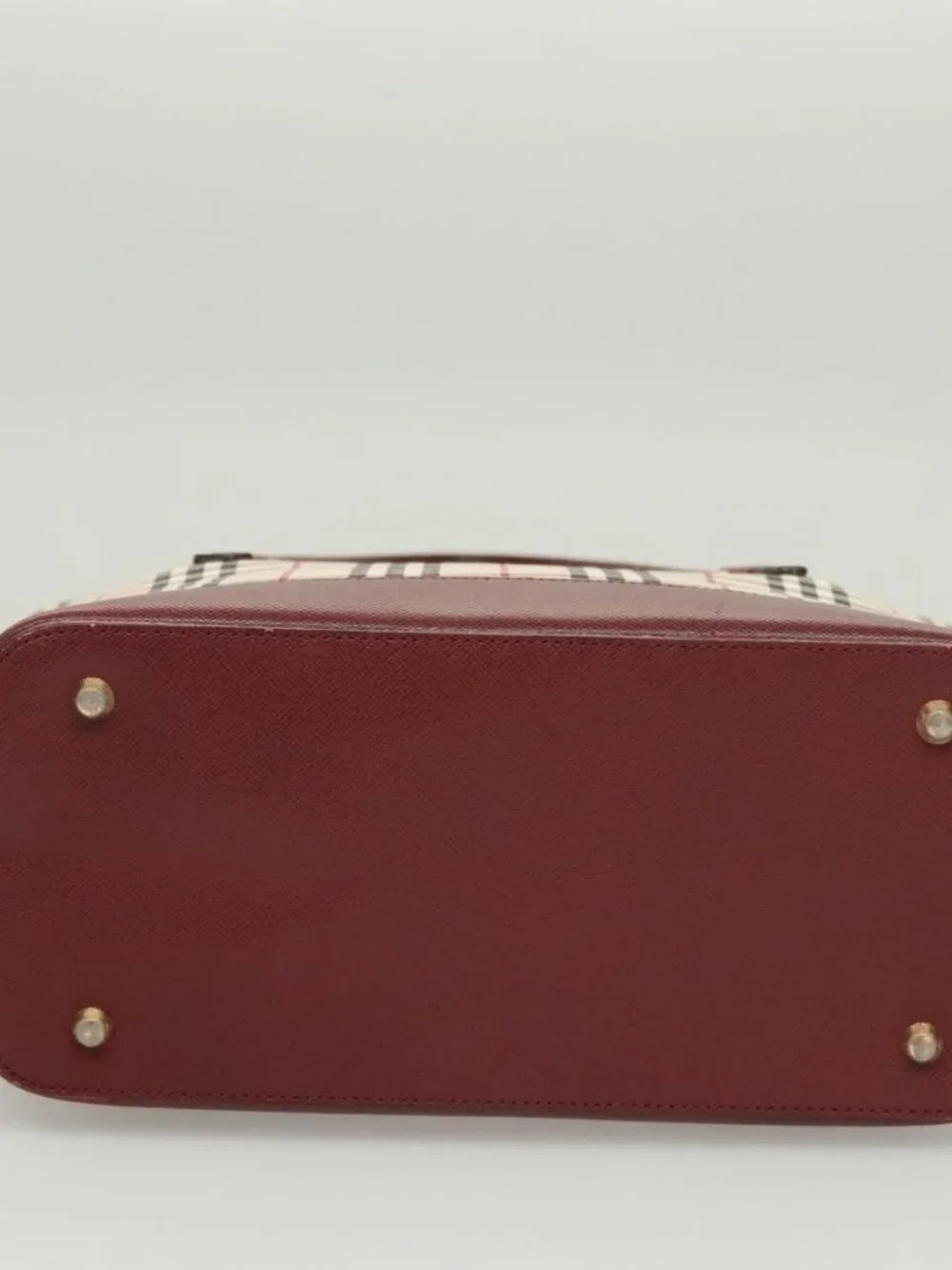 BURBERRY Nova Check Hand Bag Canvas Beige Gold Auth BA2673 - Picture 6 of 16